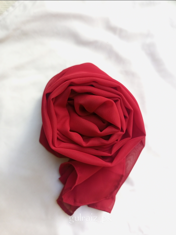 Georgette Chiffon Red Scarf